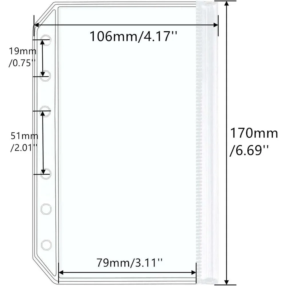 12 Clear A6 Cash & Document Envelopes - Zippered Binder Pockets for Organization